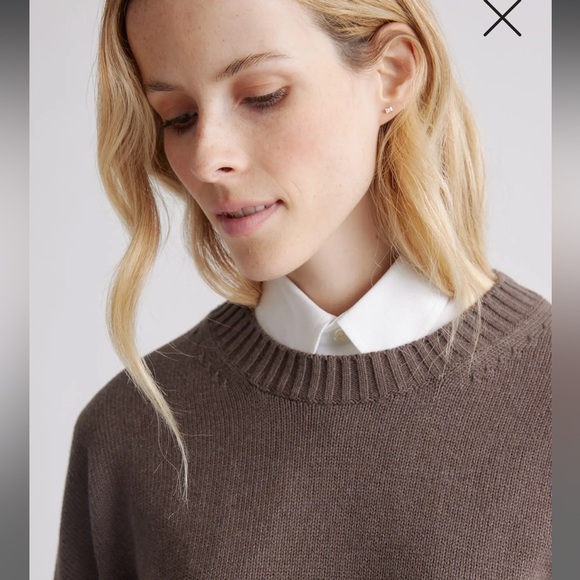 NWT Quince 100% Organic Cotton Boyfriend Crew Sweater - Small - Heather Brown - Picture 3 of 8